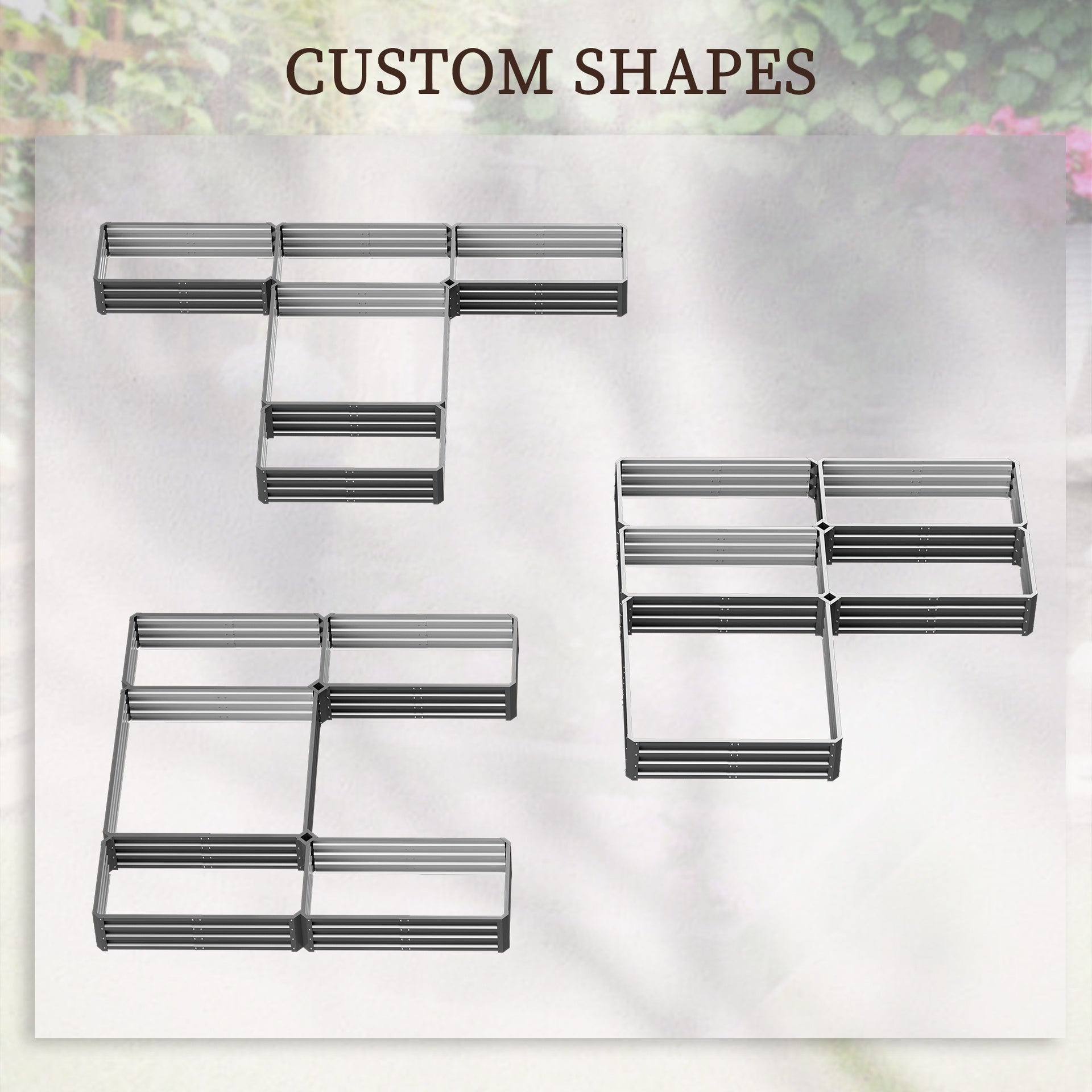Outsunny Steel Raised Garden Bed, Set of 5 Large Box Planters for Outdoor Plants Vegetables Flowers Herbs, 8x8x1ft, Gray