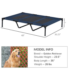 PawHut 48" x 36" Elevated Breathable Dog Bed w/ Carry Bag Dark Blue