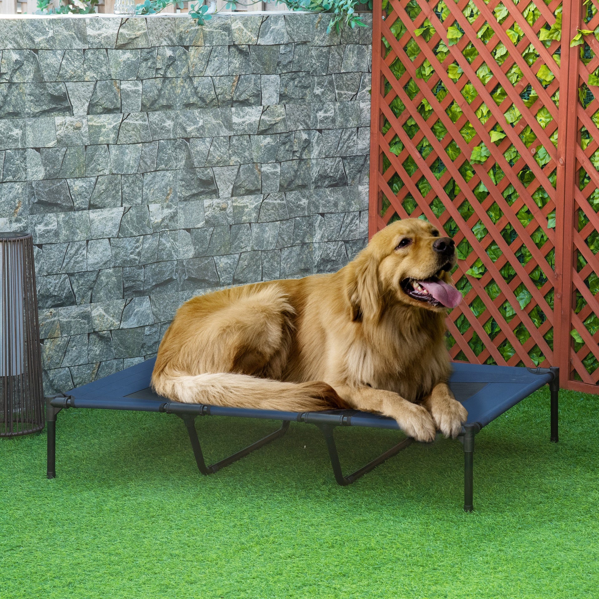 PawHut 48" x 36" Elevated Breathable Dog Bed w/ Carry Bag Dark Blue