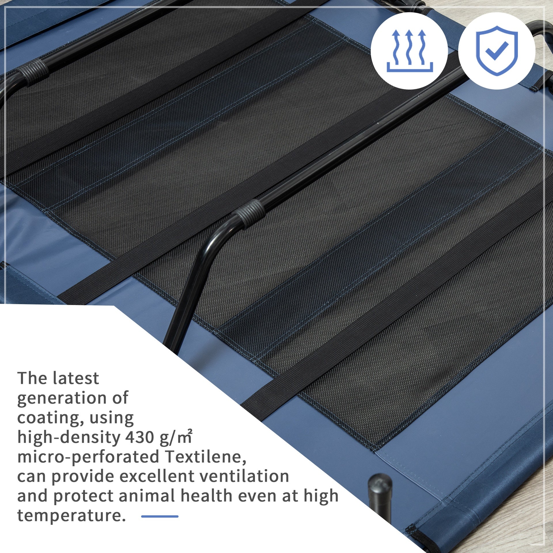 PawHut 48" x 36" Elevated Breathable Dog Bed w/ Carry Bag Dark Blue