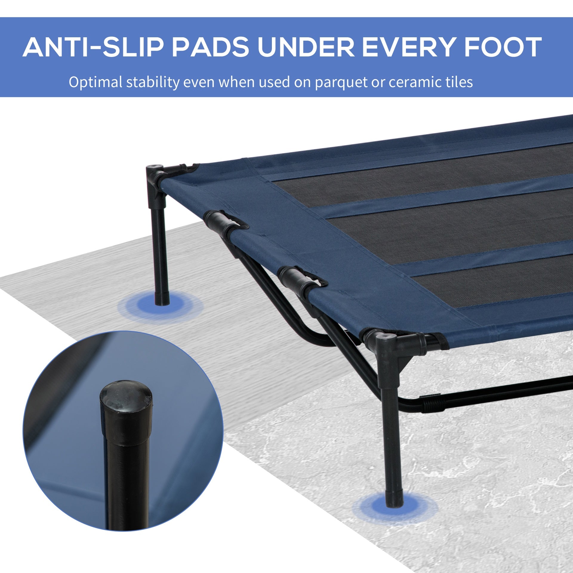 PawHut 48" x 36" Elevated Breathable Dog Bed w/ Carry Bag Dark Blue