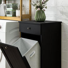 HOMCOM Laundry Hamper Cabinet, Laundry Cabinet with Tilt Out Laundry Basket and Drawer, Black