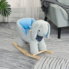 Qaba Kids Ride-On Rocking Horse Toy Bunny Rocker with Fun Play Music & Soft Plush Fabric for Children 18-36 Months