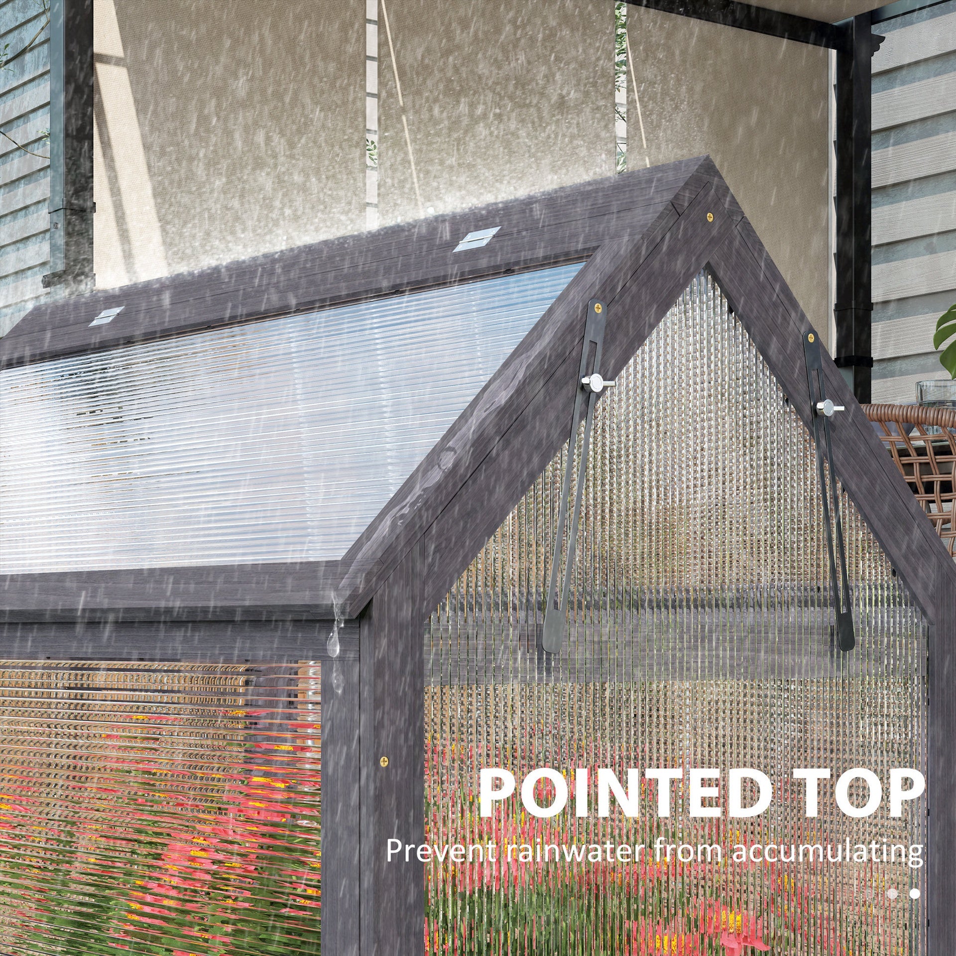 Outsunny Raised Garden Flower Bed Kit with Greenhouse, Wooden Cold Frame Planter, 35.5" x 22.5" x 38.25", Gray