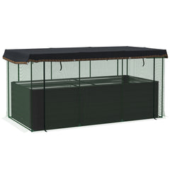 Outsunny Galvanized Steel Planter Box with Crop Cage and Shade Cloth, Raised Garden Bed for Flowers, Veggies and Herbs, Dark Gray