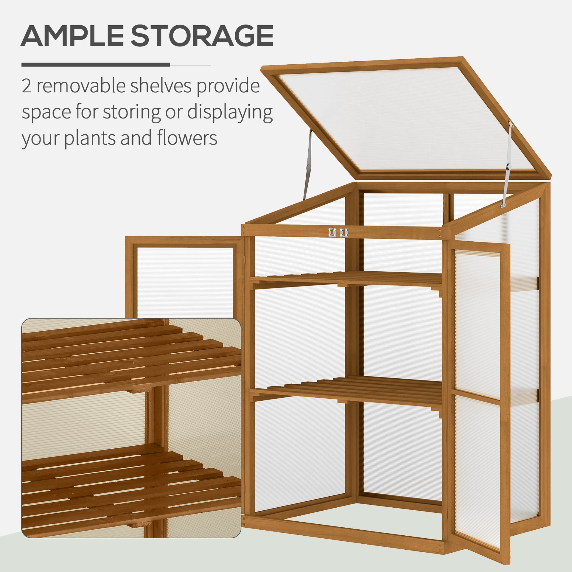 Outsunny Wooden Cold Frame Greenhouse Small Mini Planter Box, 30" L x 24" W x 44" H, Brown