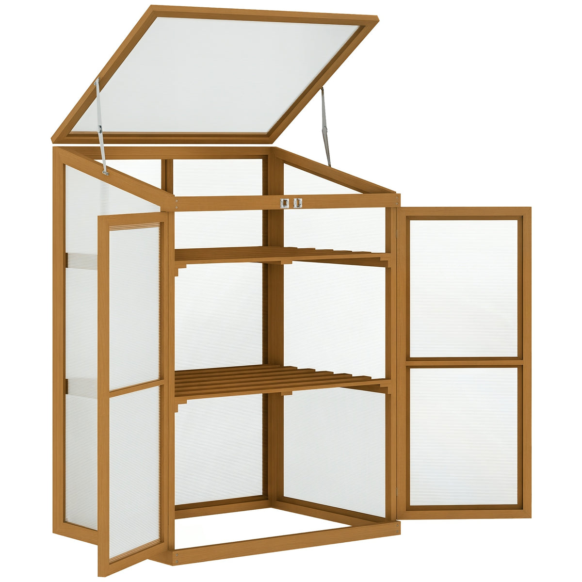 Outsunny Wooden Cold Frame Greenhouse Small Mini Planter Box, 30" L x 24" W x 44" H, Brown