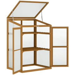 Outsunny Wooden Cold Frame Greenhouse Small Mini Planter Box, 30" L x 24" W x 44" H, Brown