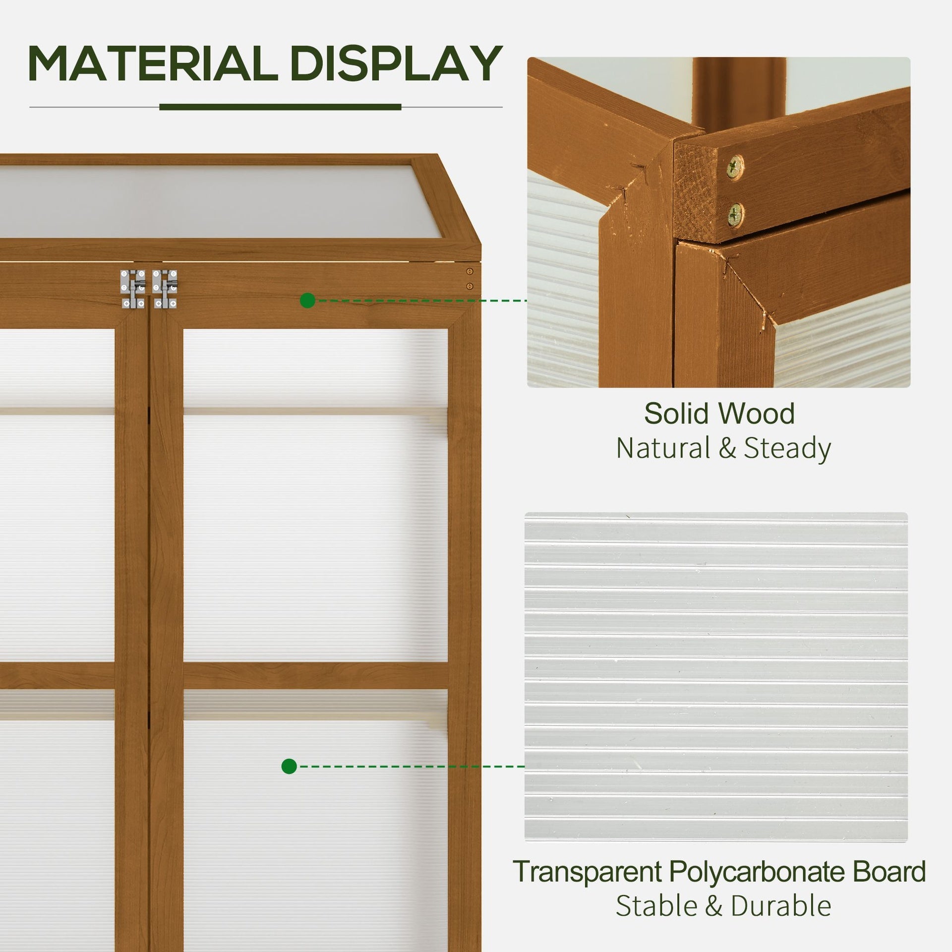 Outsunny Wooden Cold Frame Greenhouse Small Mini Planter Box, 30" L x 24" W x 44" H, Brown
