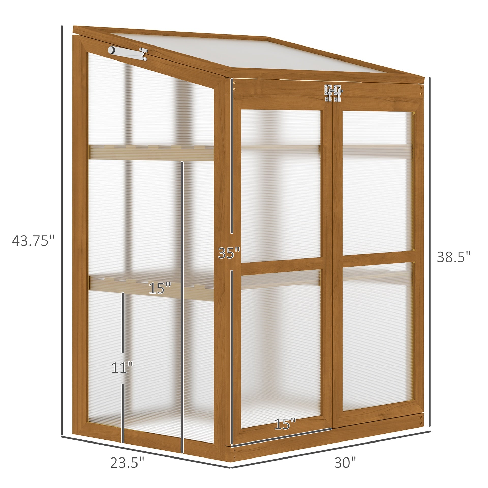 Outsunny Wooden Cold Frame Greenhouse Small Mini Planter Box, 30" L x 24" W x 44" H, Brown