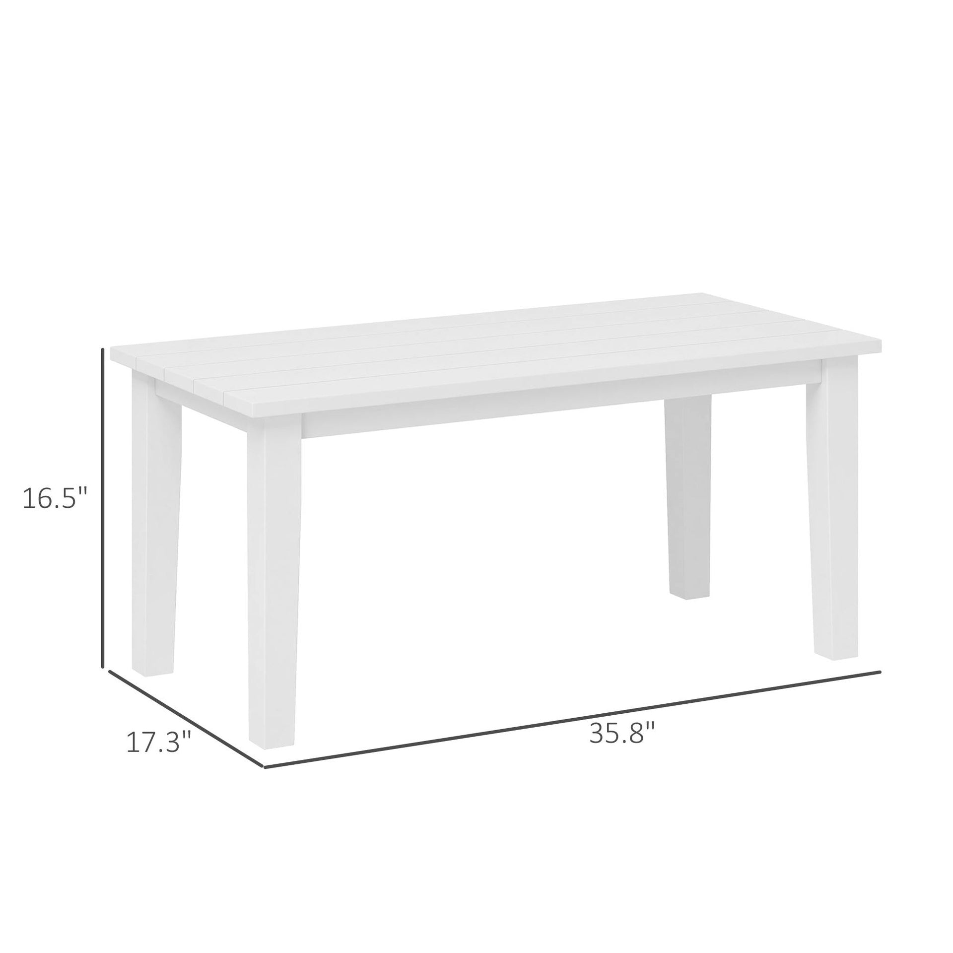 Outsunny Rectangle Outdoor Coffee Table, HDPE All-Weather Outdoor Patio Table with Slatted Tabletop for Yard, Balcony, White