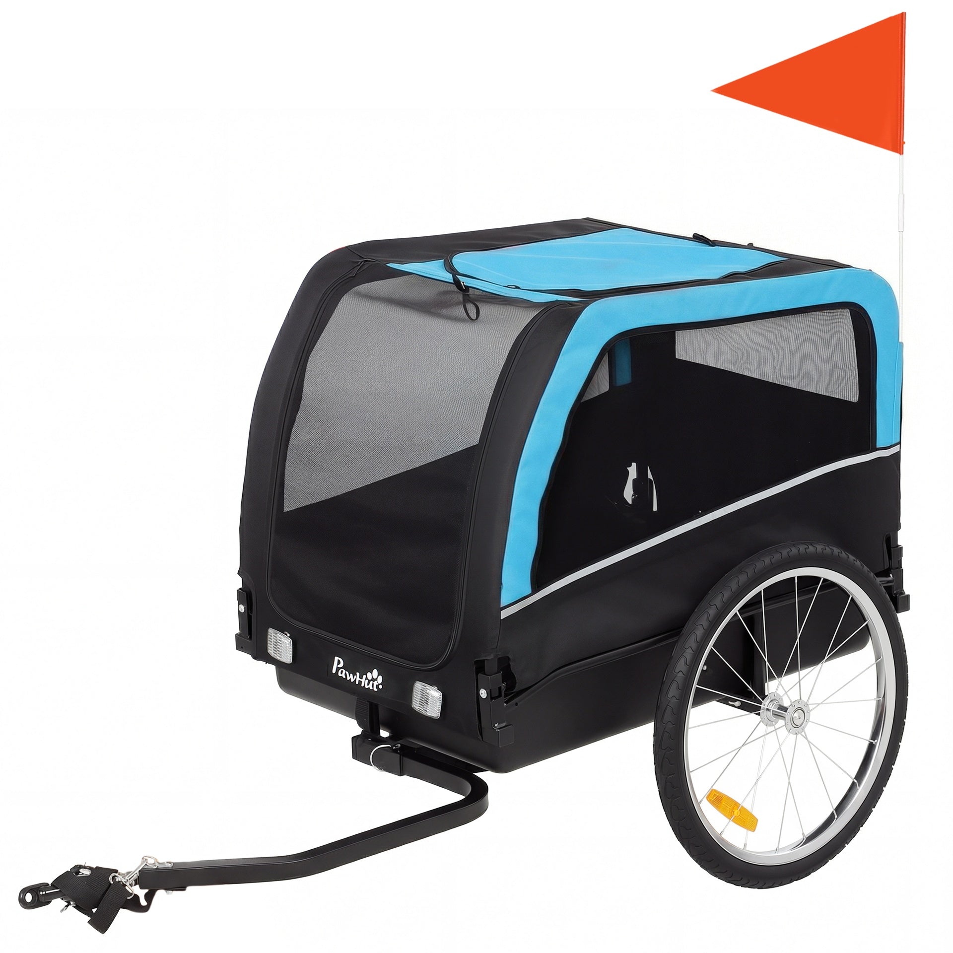 PawHut Dog Bike Trailer, Pet Cart Bicycle Carrier with 20" Air Tires, Quick-Release Wheels, Reflectors, Flag
