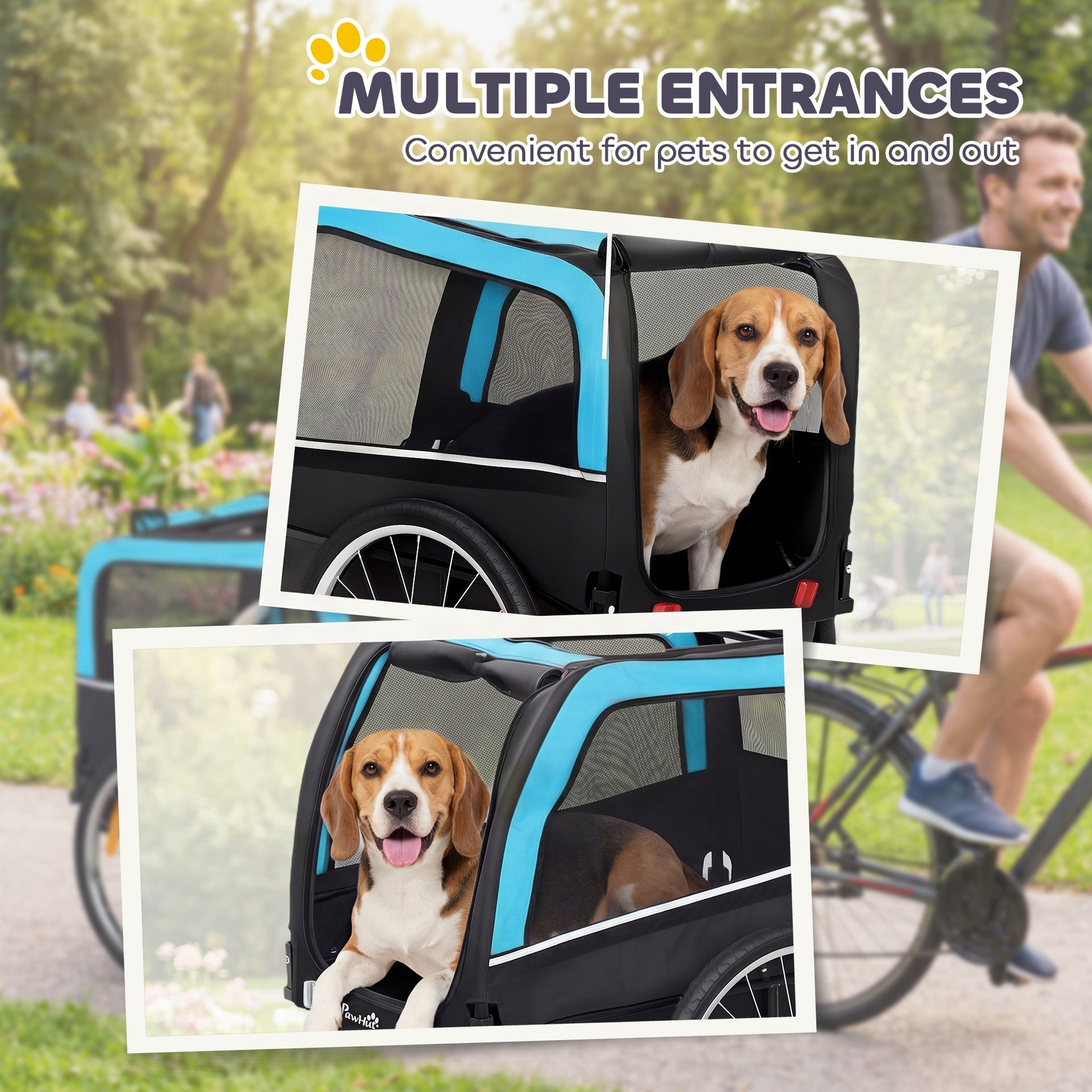 PawHut Dog Bike Trailer, Pet Cart Bicycle Carrier with 20" Air Tires, Quick-Release Wheels, Reflectors, Flag