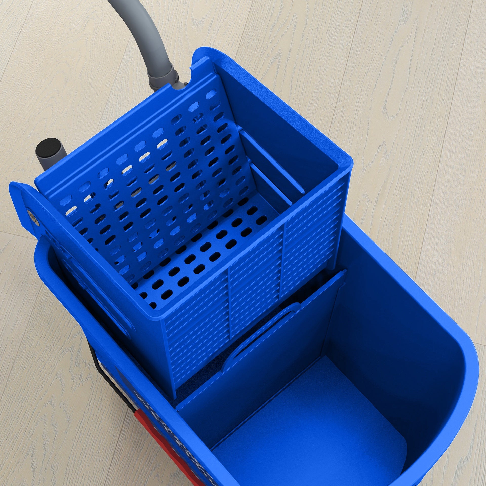 HOMCOM Compact Mop Bucket with Wringer, Mop Bucket on Wheels for Floor Cleaning, 21 Quart, Separate Dirty and Clean Water, Blue