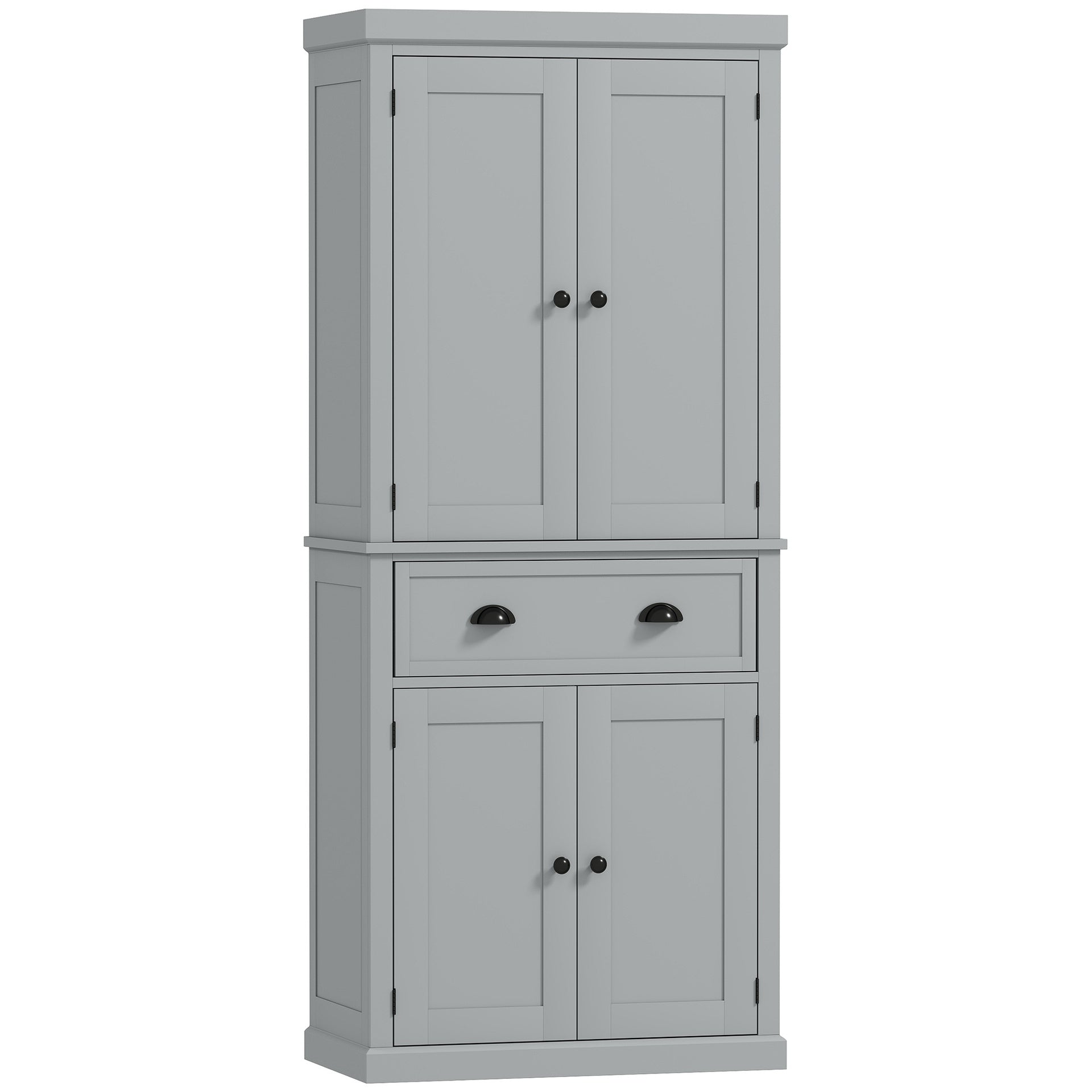 HOMCOM 72.5" Kitchen Cabinet, Pantry Storage Cabinet with Doors and Shelves, Freestanding Food Pantry Cabinet, Gray
