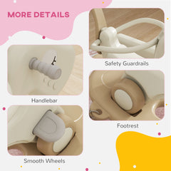 Qaba 5 in 1 Rocking Horse for Toddlers 1-3 Years with Detachable Balance Board, Push Handle, Footrest, Cream White