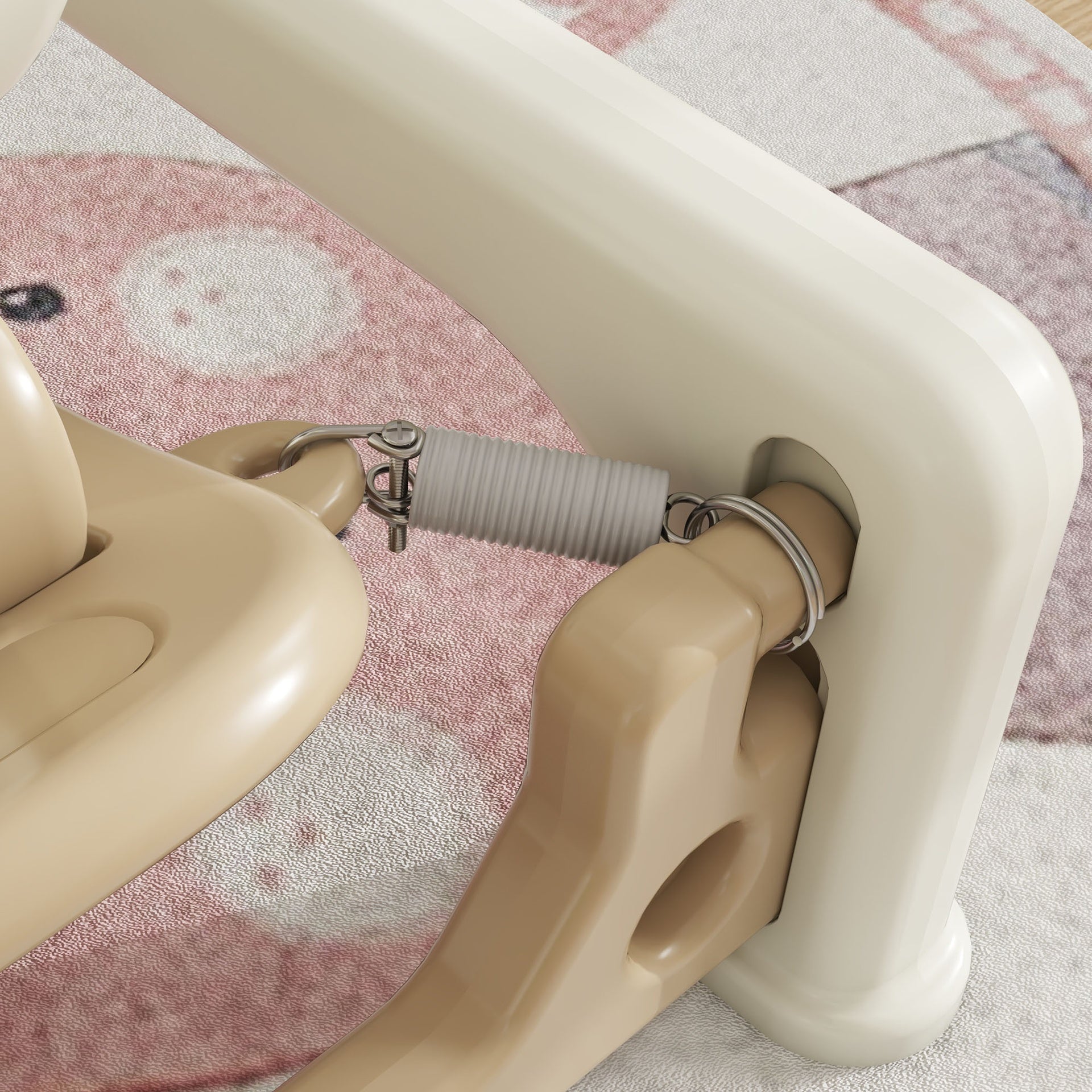 Qaba 5 in 1 Rocking Horse for Toddlers 1-3 Years with Detachable Balance Board, Push Handle, Footrest, Cream White
