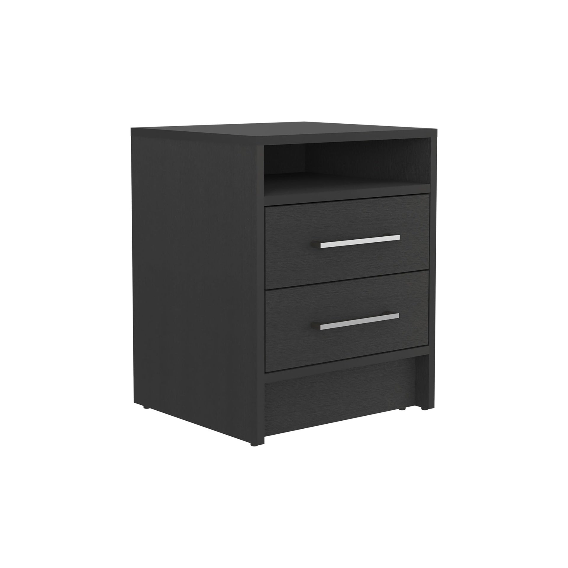 3 Piece Bedroom Set, London Armoire + 2 Leyva Nightstands, Black