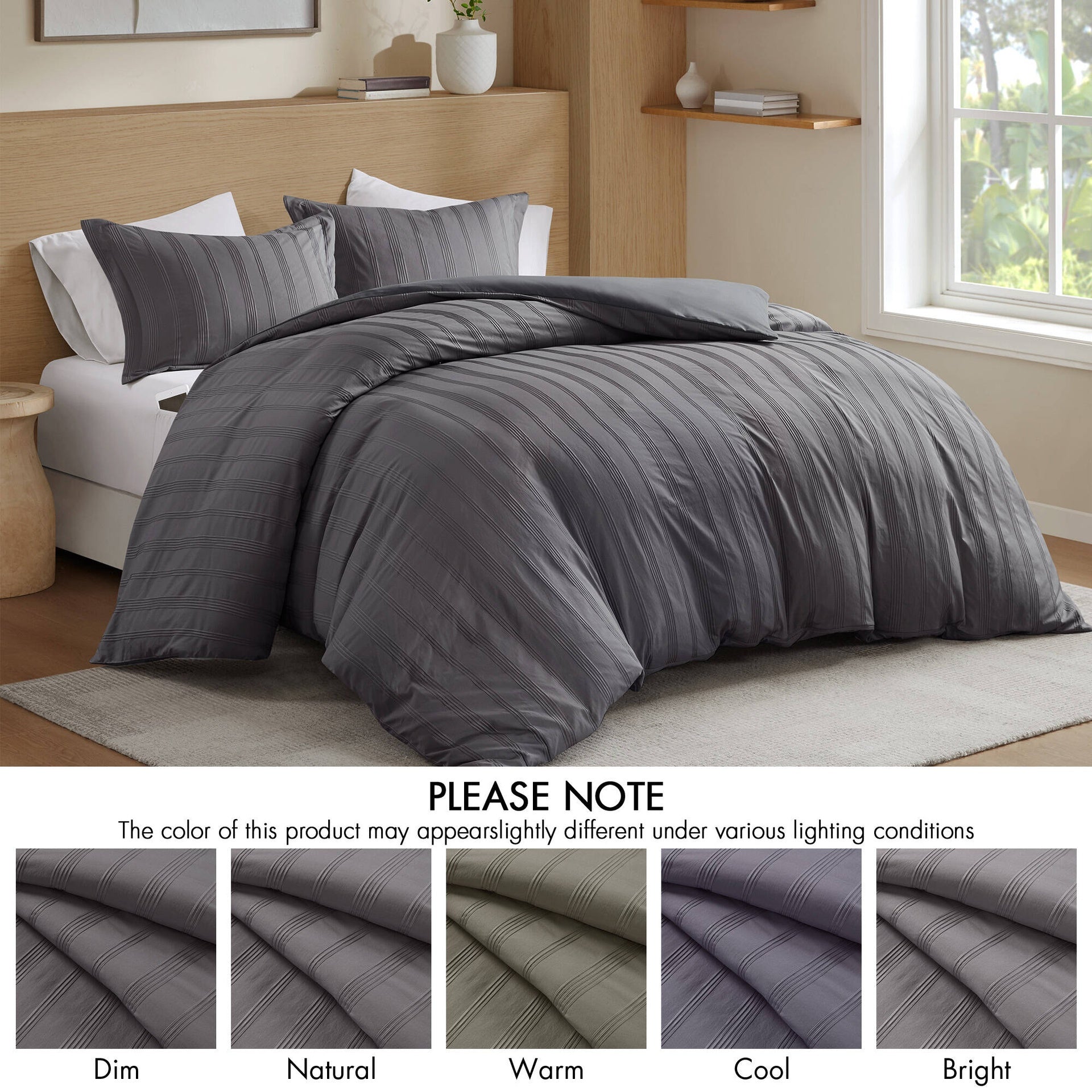 3-Piece Cal King Woven Striped Duvet Set