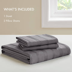 3-Piece King Woven Striped Duvet Set