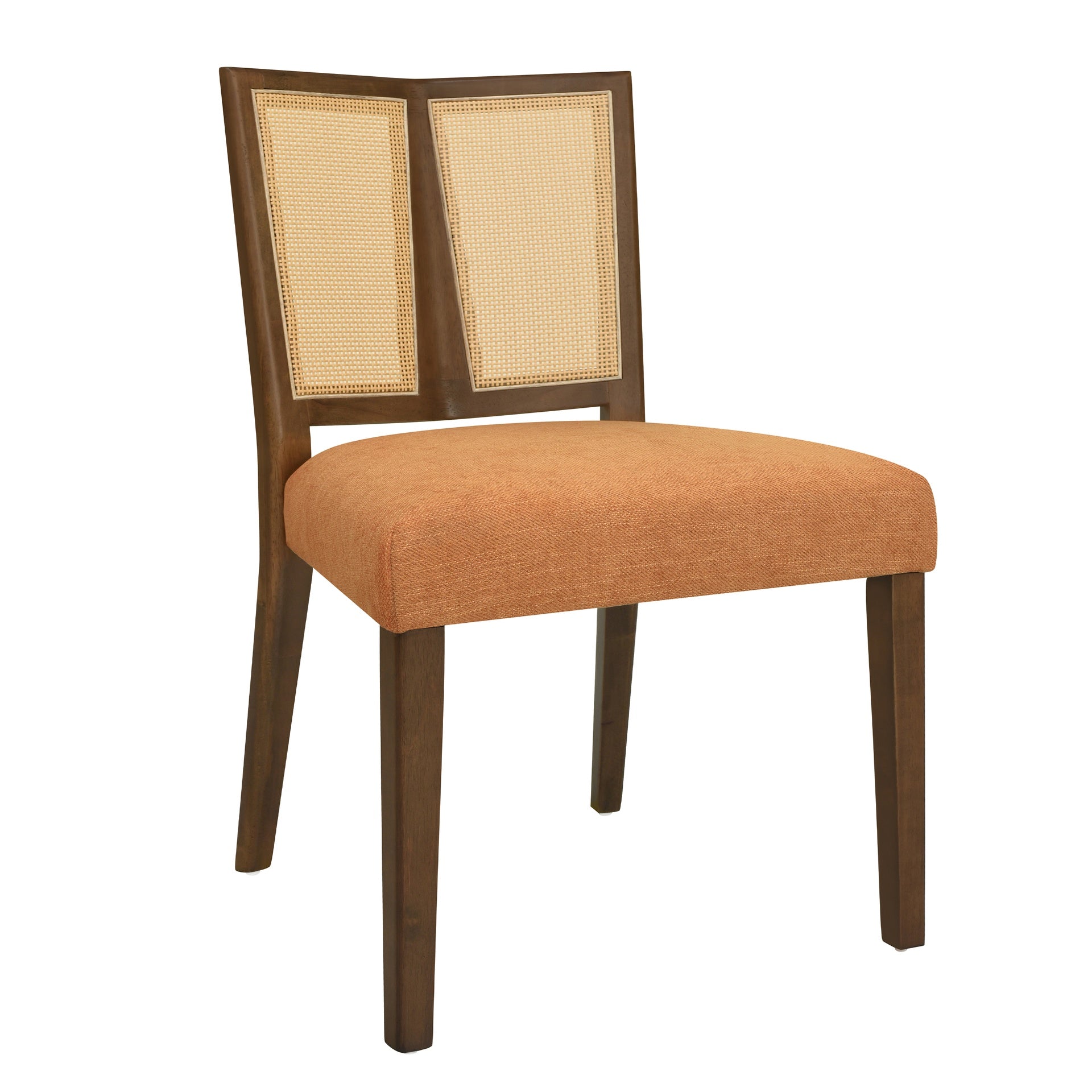 Rattan Dining Chair Without Arm(walnut+caramel) Set of 2