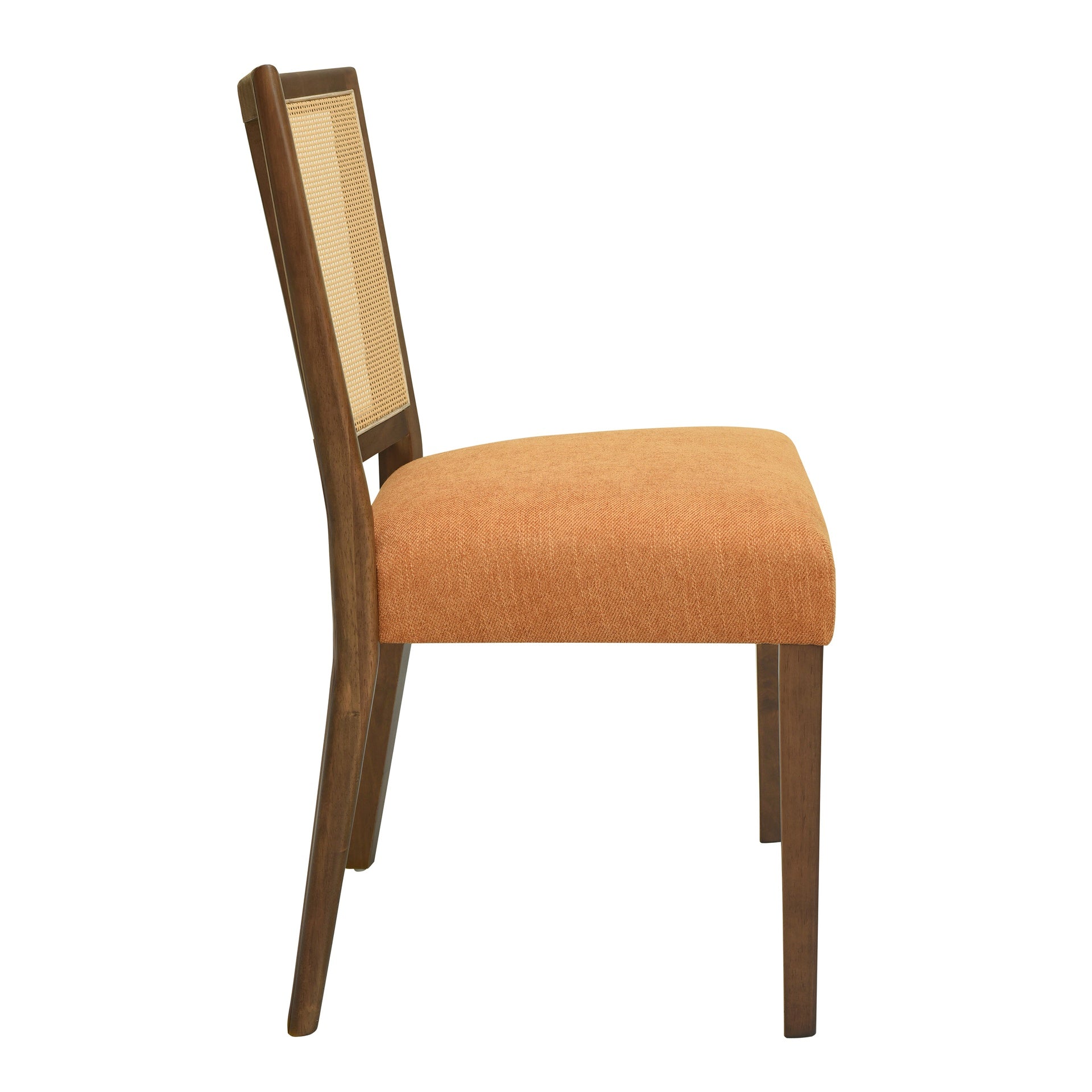 Rattan Dining Chair Without Arm(walnut+caramel) Set of 2