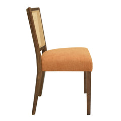 Rattan Dining Chair Without Arm(walnut+caramel) Set of 2