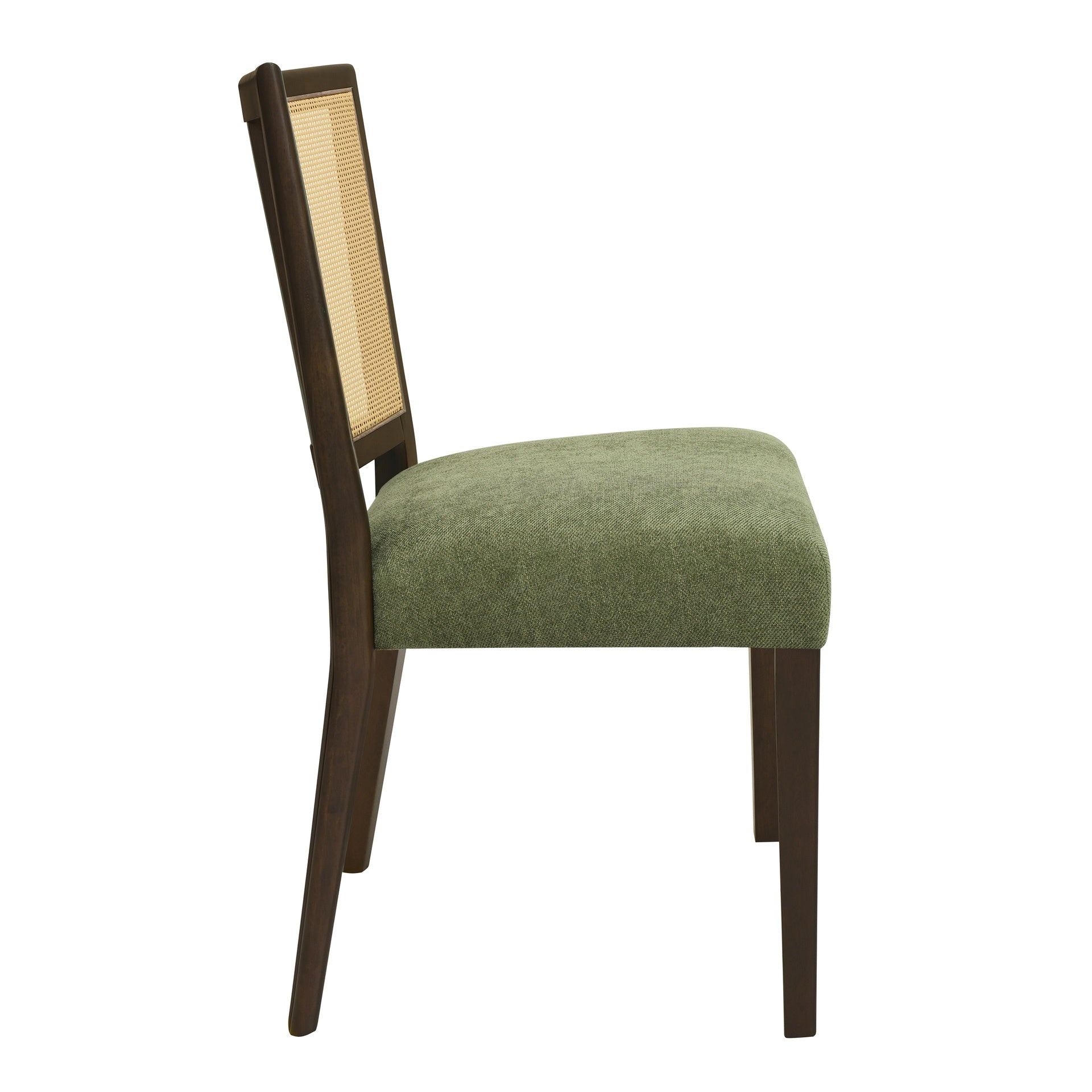 Rattan Dining Chair Without Arm(dark brown+green) Set of 2