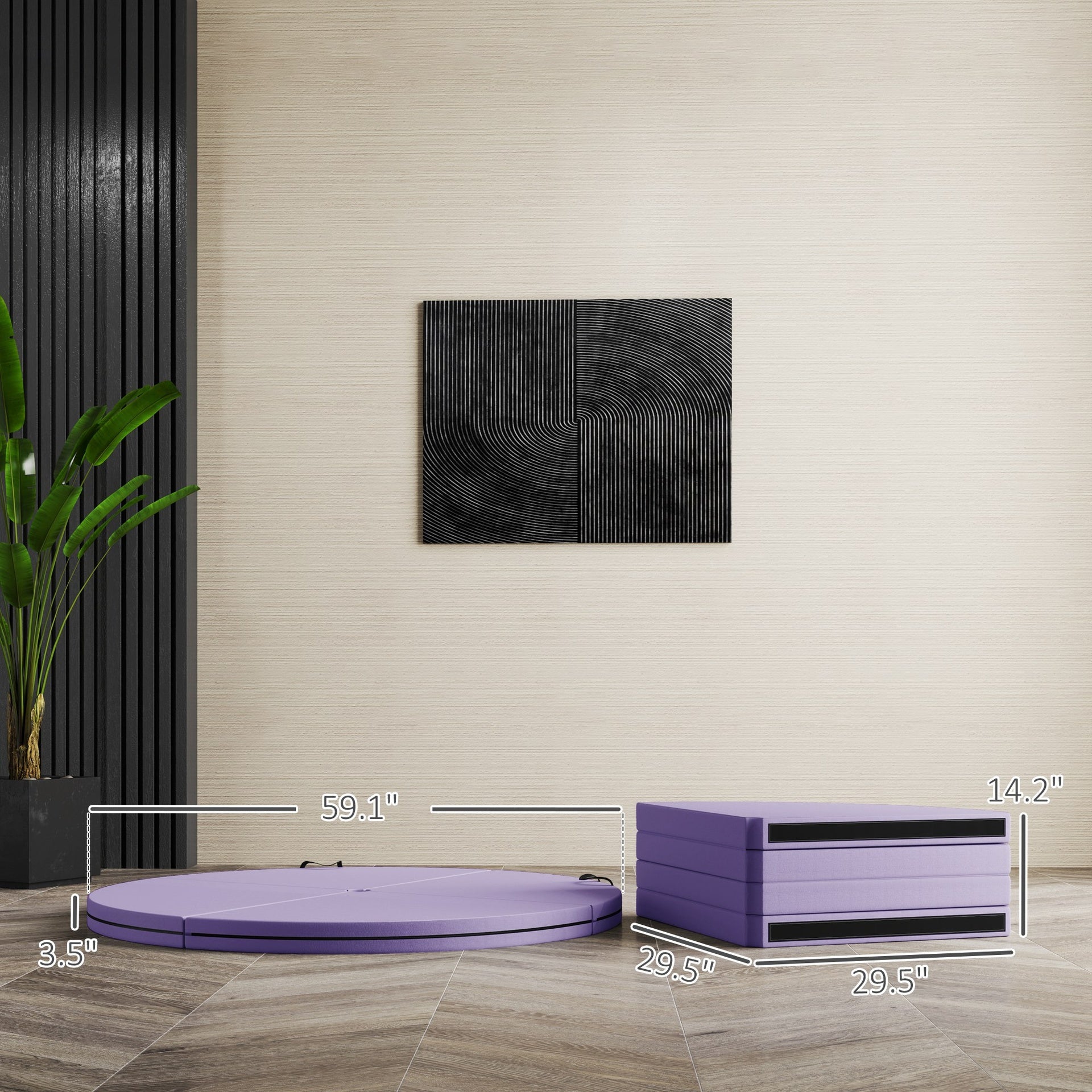 Soozier Foldable Crash Mat, Pole Padding with Carrying Handles and EPE Foam for Dance Training and Exercise, Purple
