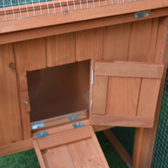 PawHut Rabbit Cage Outdoor, 62" Wooden Outdoor Rabbit Hutch, Small Animal Habitat with Detachable Run and Elevated Main House, Natural