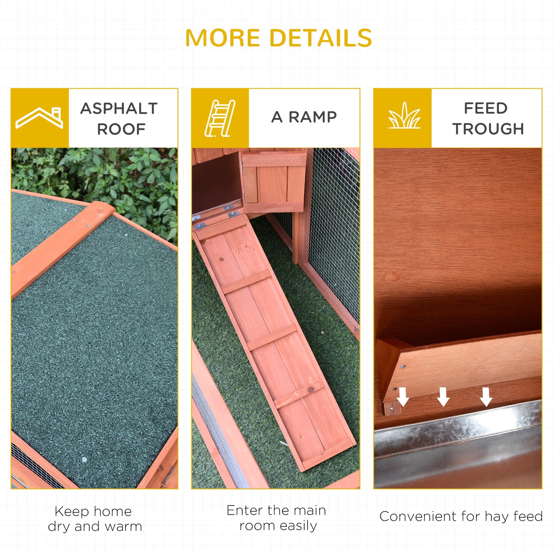 PawHut Rabbit Cage Outdoor, 62" Wooden Outdoor Rabbit Hutch, Small Animal Habitat with Detachable Run and Elevated Main House, Natural