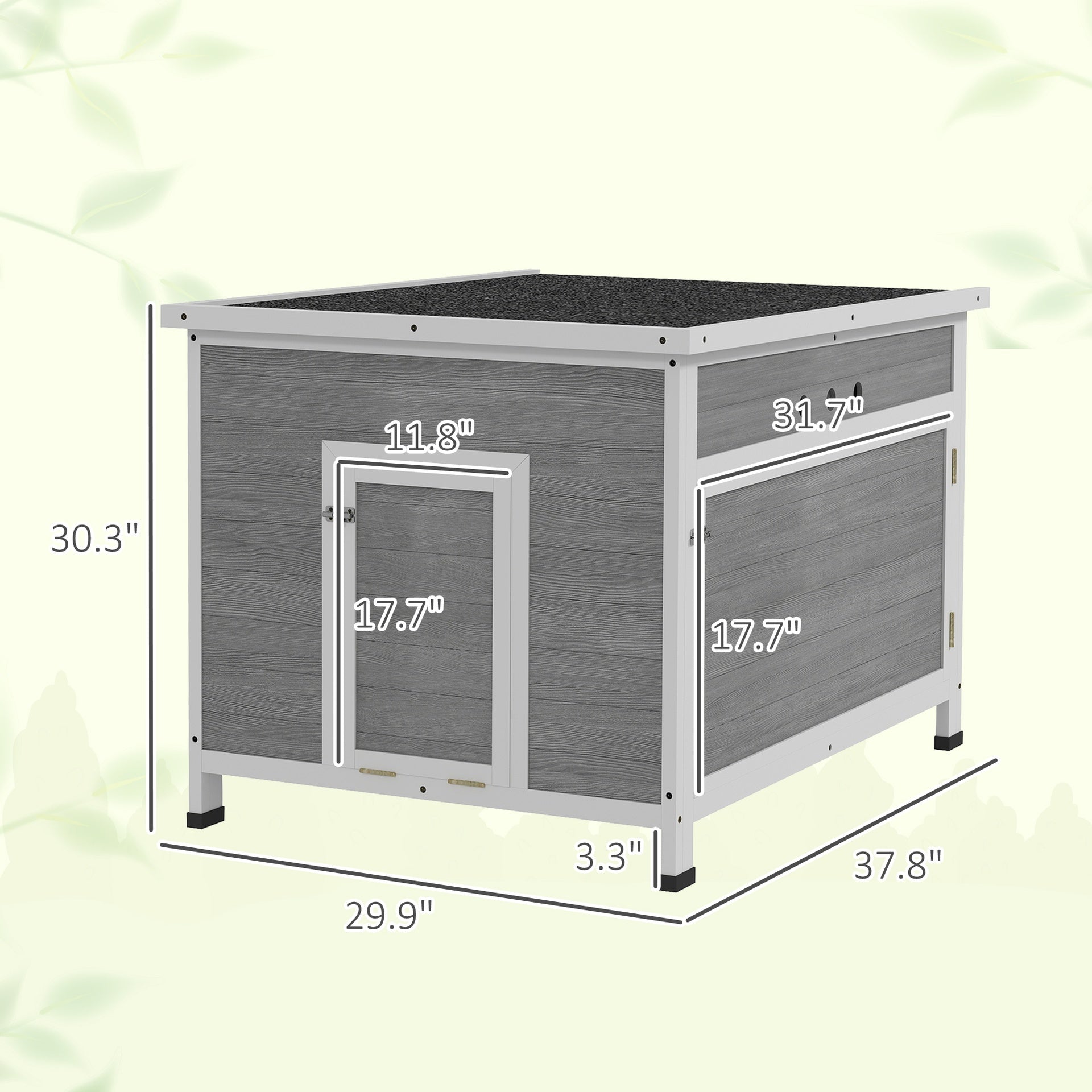 PawHut Wooden Duck Coop with Openable Roof, Removable Floor, Double Doors, Ramp, for 3-6 Ducks, Chickens, 30" x 38" x 30"