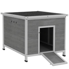 PawHut Wooden Duck Coop with Openable Roof, Removable Floor, Double Doors, Ramp, for 3-6 Ducks, Chickens, 30" x 38" x 30"