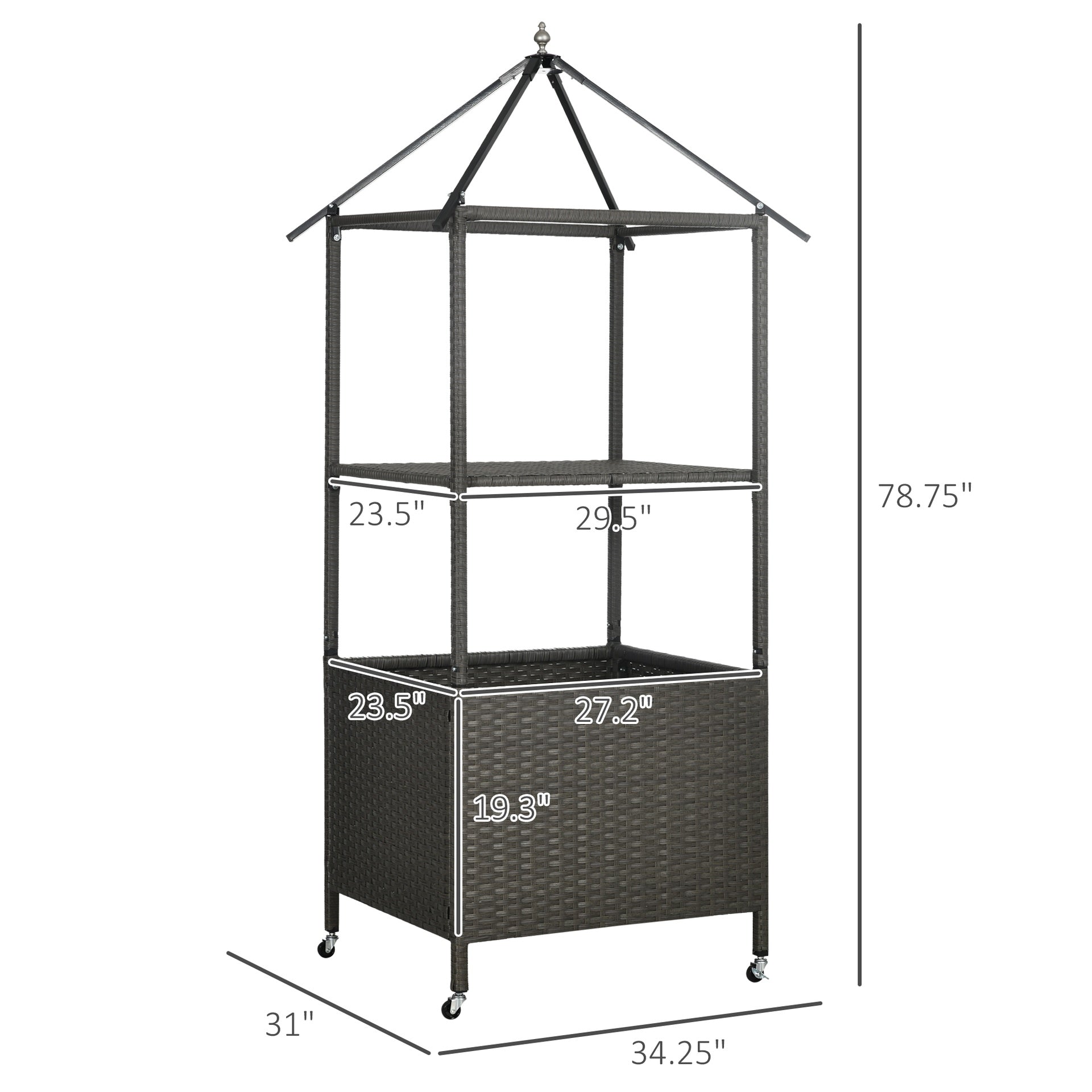 Outsunny Outdoor Towel Valet Caddy,Covered Poolside Towel Holder Rack,Shelf,Rolling PE Rattan Wicker Storage on Wheels,Beige