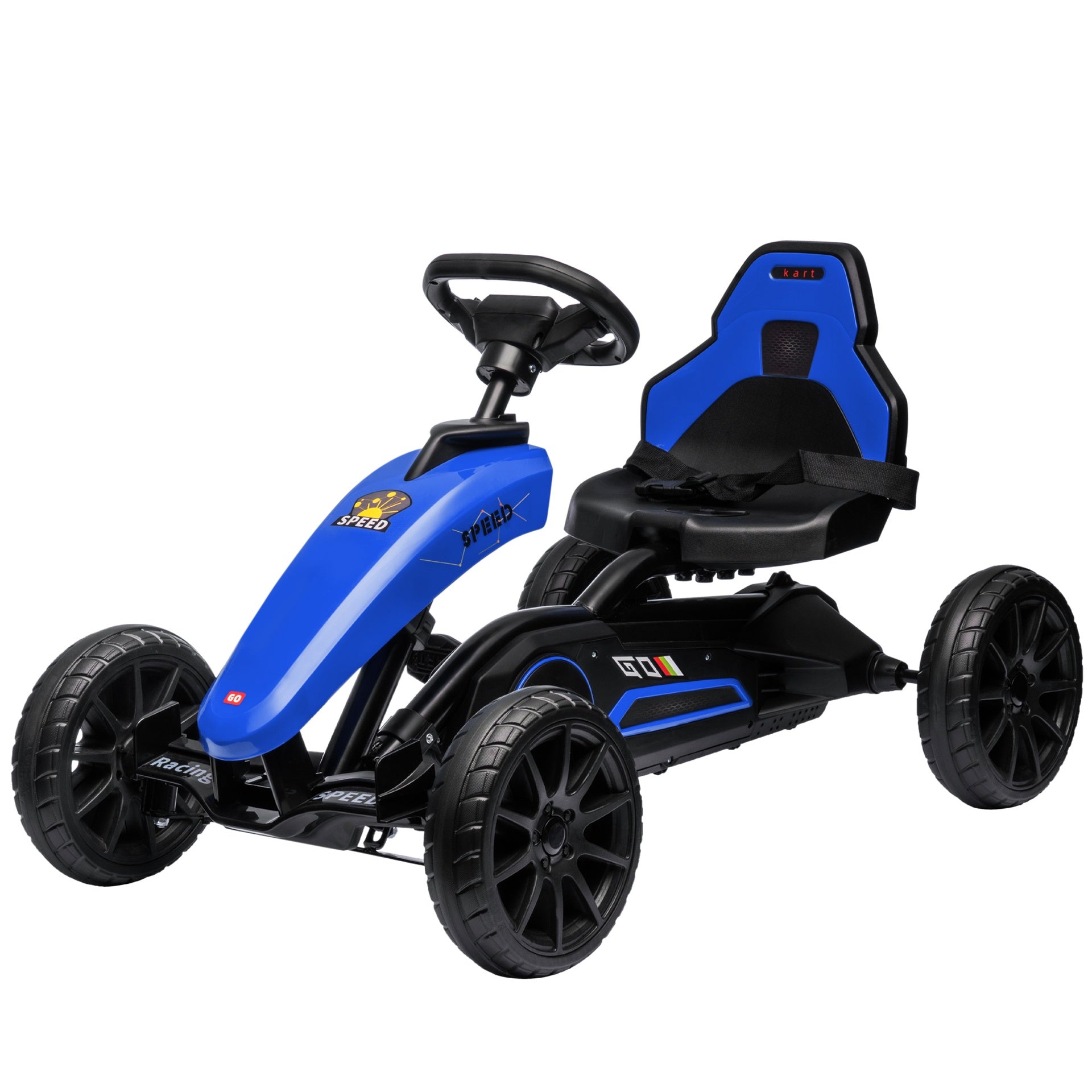 Aosom Kids Pedal Go Kart w/ Swing Axle, Shock-Absorbing Wheels, Blue