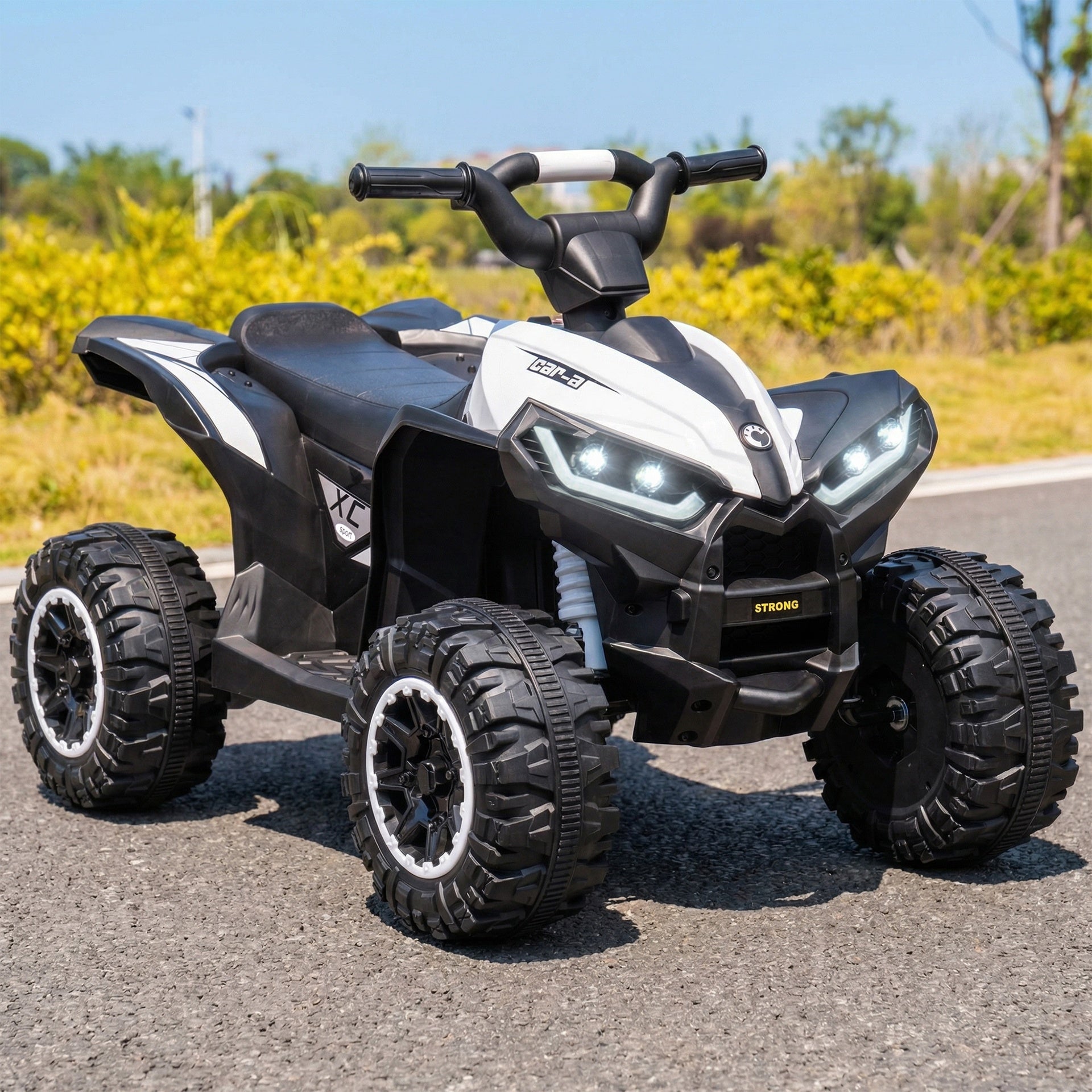 Aosom 12V Kids ATV Quad Car with Forward & Backward Function, Four Wheeler for Kids with Wear-Resistant Wheels, Music, Up to 3.7 MPH, Electric Ride-on ATV for Toddlers Ages 3+ Years Old, White