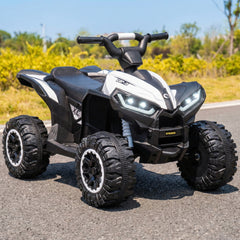 Aosom 12V Kids ATV Quad Car with Forward & Backward Function, Four Wheeler for Kids with Wear-Resistant Wheels, Music, Up to 3.7 MPH, Electric Ride-on ATV for Toddlers Ages 3+ Years Old, White