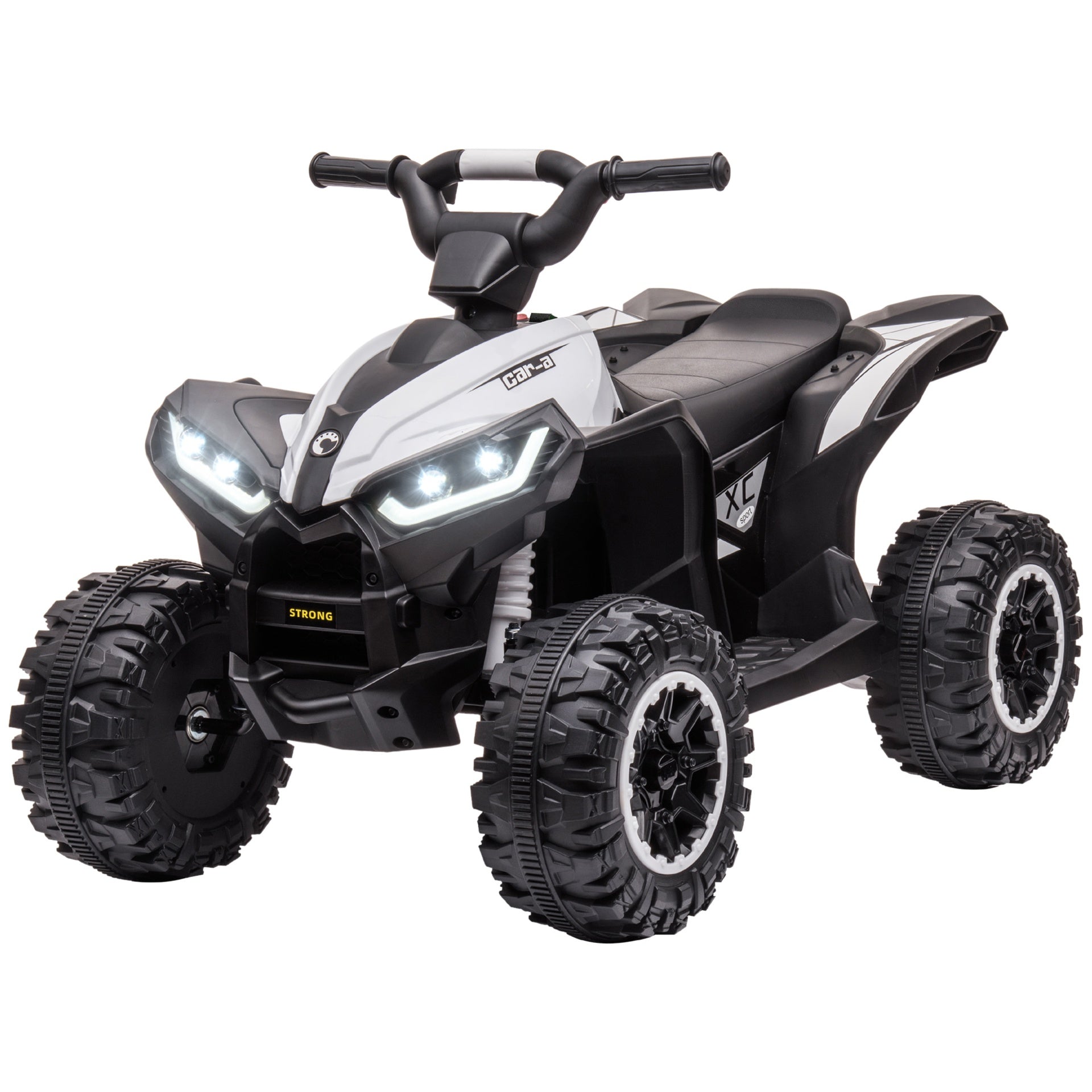 Aosom 12V Kids ATV Quad Car with Forward & Backward Function, Four Wheeler for Kids with Wear-Resistant Wheels, Music, Up to 3.7 MPH, Electric Ride-on ATV for Toddlers Ages 3+ Years Old, White