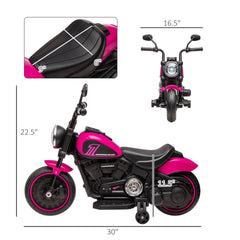 Aosom 6V Kids Motorcycle w/ Training Wheels, Single-Button Start, Pink