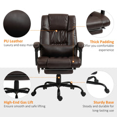 Vinsetto Massage Office Chair with 6 Vibrating Points, High Back Reclining Office Chair with Footrest and Remote, Brown
