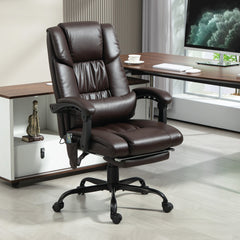 Vinsetto Massage Office Chair with 6 Vibrating Points, High Back Reclining Office Chair with Footrest and Remote, Brown