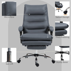 Vinsetto Microfibre Massage Office Chair, Heated Reclining Chair with Footrest, Double-tier Padding, Swivel Wheels, Dark Gray