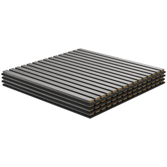 HOMCOM 24"x24" Wood Panels for Wall, 4 Pack Acoustic Panels, Sound Absorbing Slat Wall For Interior Wall Decor, Home, Gray