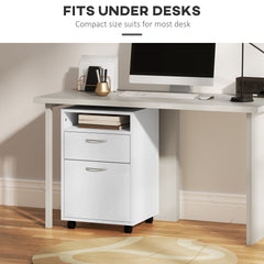 HOMCOM Mobile Storage Cabinet Organizer with Drawer and Cabinet, Printer Stand with Castors, White