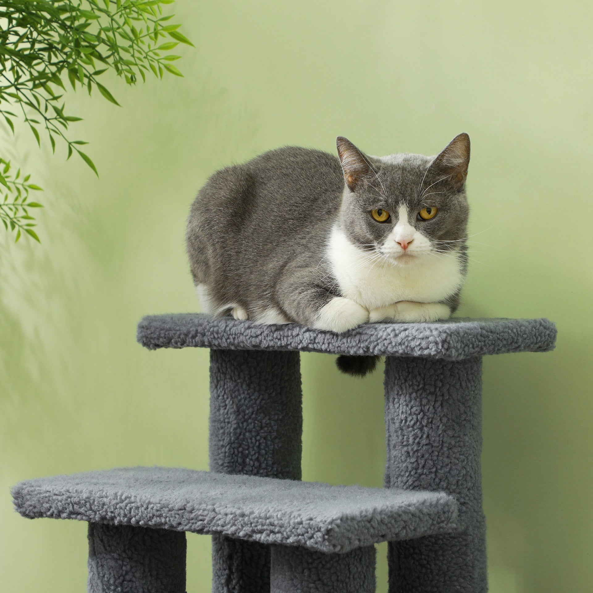 PawHut 25" 4-Step Multi-Level Carpeted Cat Scratching Post Pet Stairs, Gray