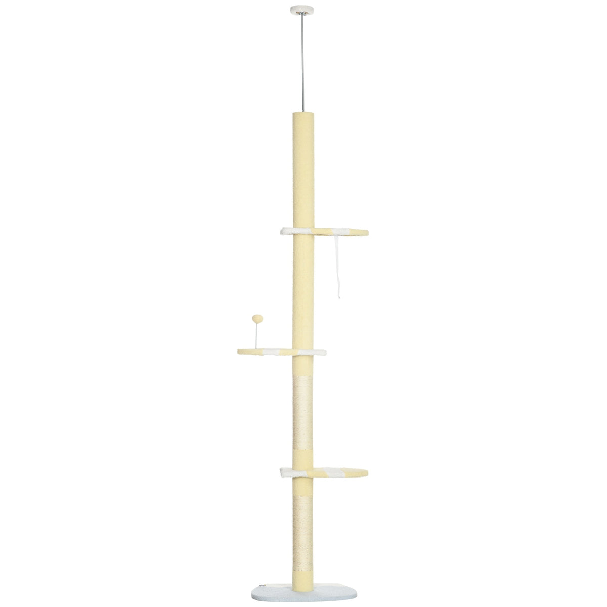 PawHut 4-Tier Floor to Ceiling Cat Tree Height Adjustable 87 -103 Inch