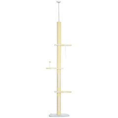 PawHut 4-Tier Floor to Ceiling Cat Tree Height Adjustable 87 -103 Inch