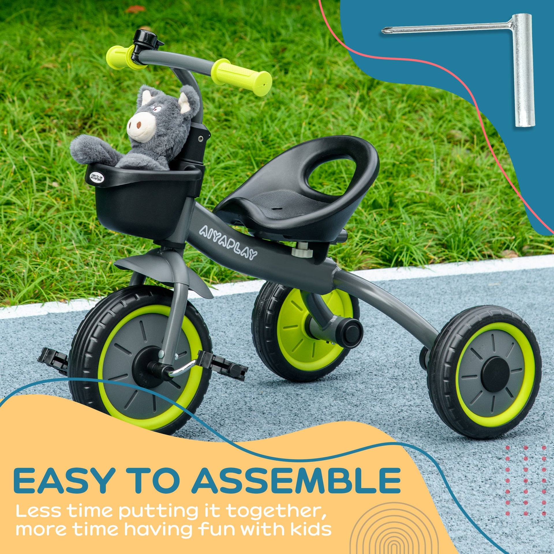 Qaba Tricycle for Kids Age 2-5, Toddler Bike for Children, Yellow