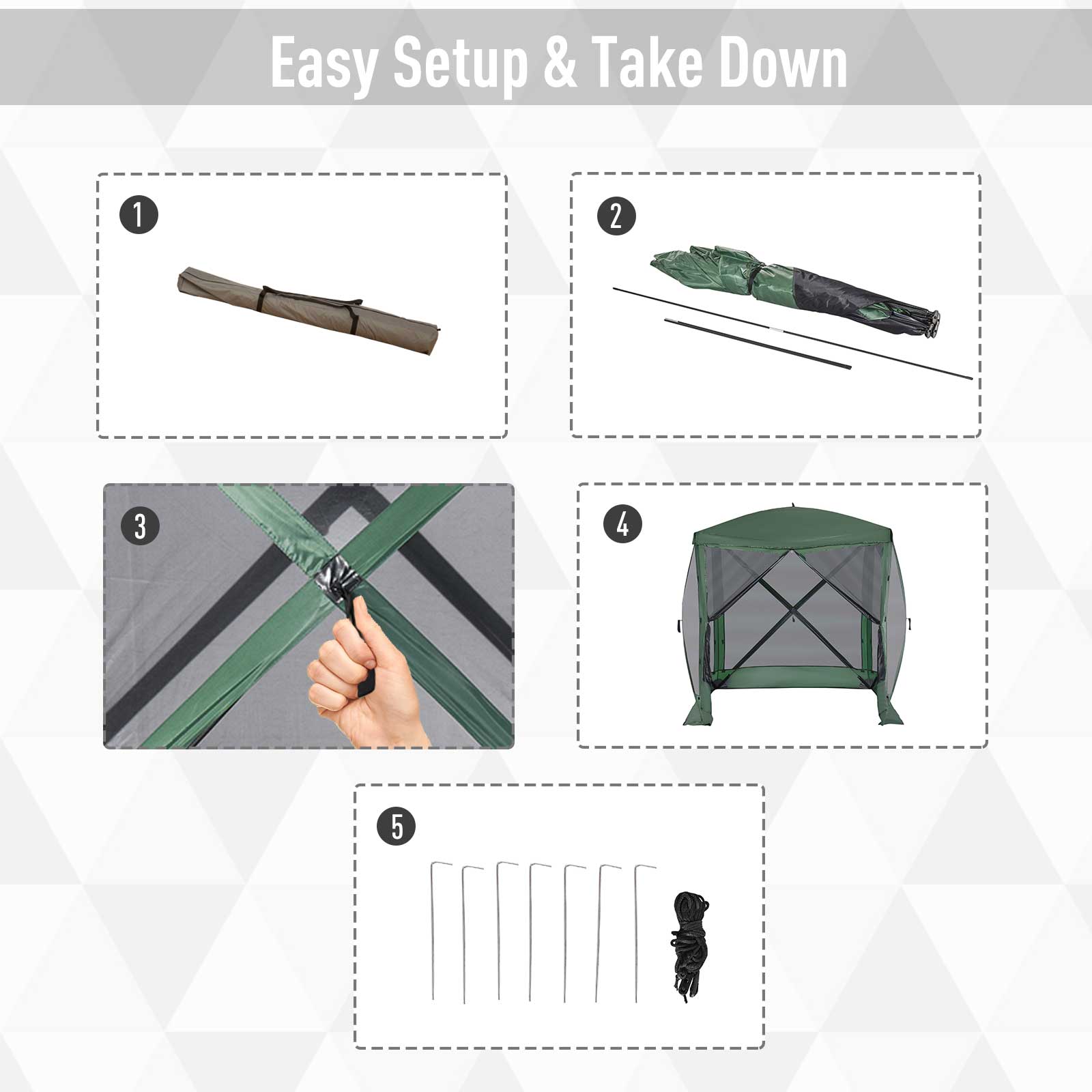 Outsunny Pop Up Camping Canopy Gazebo Screen Shelter Tent with Single Person Easy Set-Up, Ventilating Mesh, Portable Carry Bag for Outdoor Tenting Party Event, 7x7FT, Green