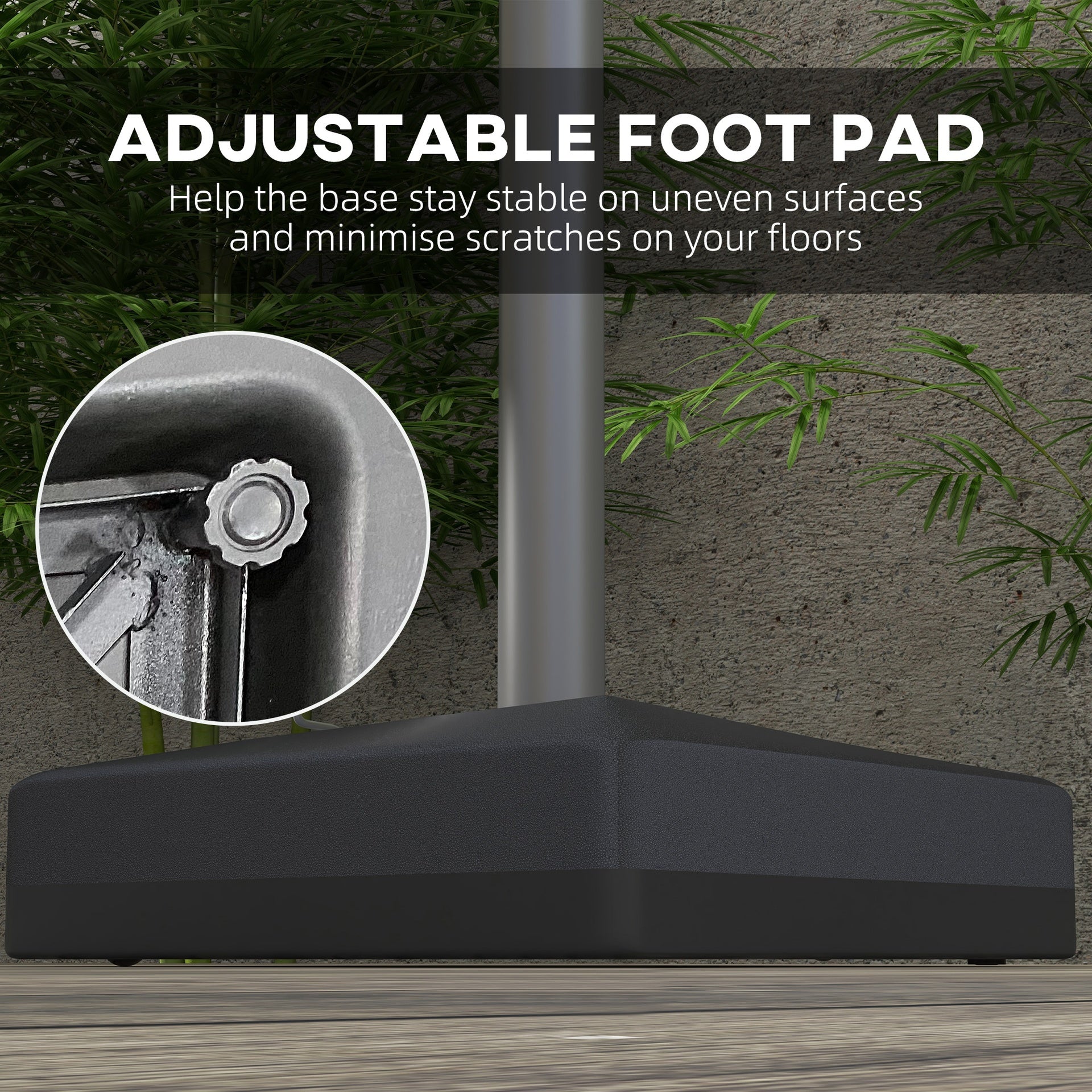 Outsunny 330 lbs. Fillable Umbrella Base for 84D-110V02 Model Umbrella, Cantilever Umbrella Stand, Wheels, Adjustable Feet, Black
